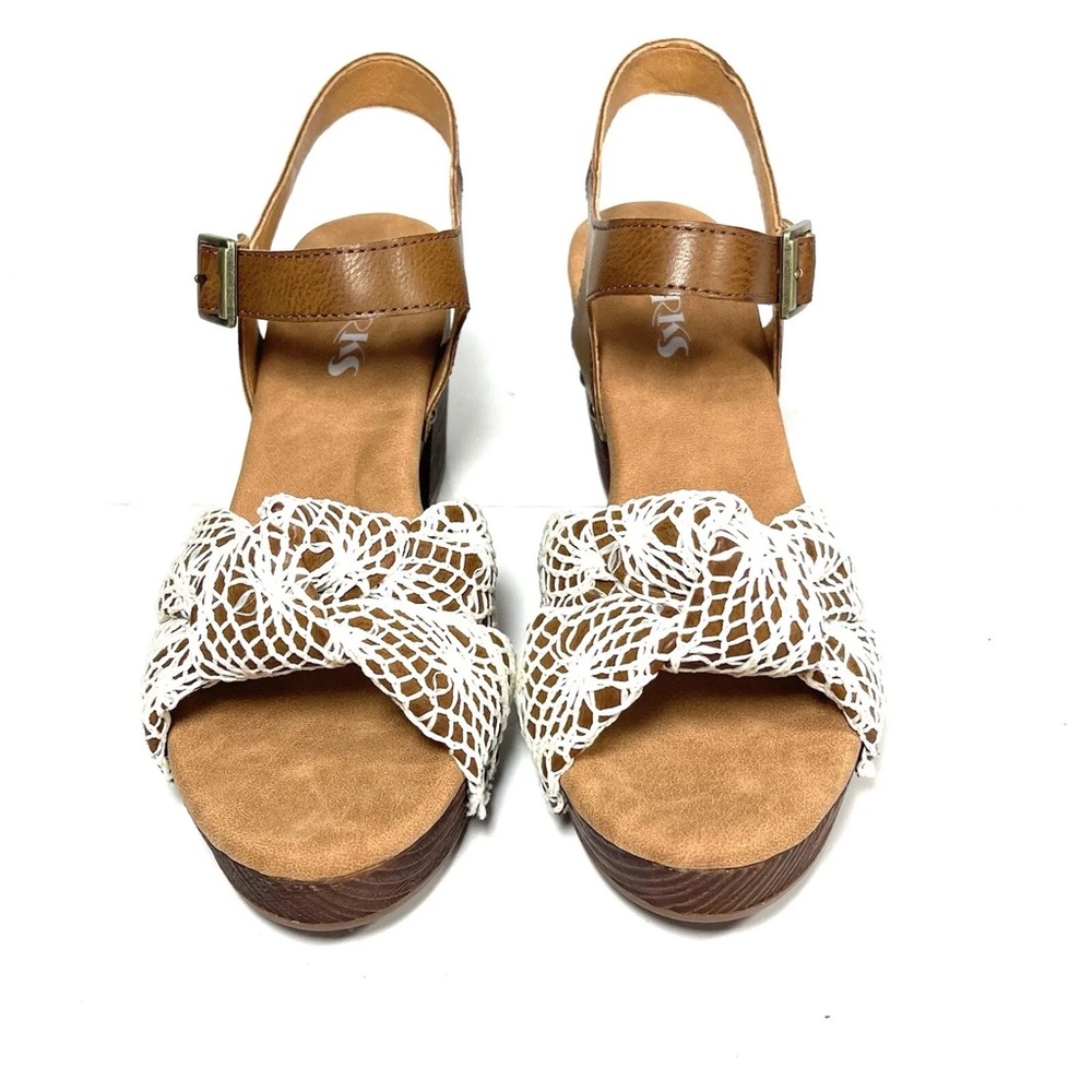 Korks Natalia Women’s 11 Slingback Sandals Platform Heel Crochet - Picture 3 of 14